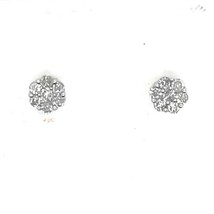 1/4ct Round Flower Cluster Diamond Earrings 10k White Gold - £635.61 GBP