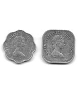 1992 &amp; 1996 East Caribbean States One &amp; Two Cents QUEEN ELIZABETH II Squ... - £5.41 GBP