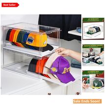 2 Pack Stackable Hat Organizer with Sliding Tray &amp; Magnetic Door - Holds... - $83.11