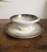 Bavaria Germany Hand Painted Gold Star Burst Porcelain Teacup and Saucer... - $17.10