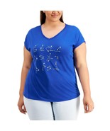 Style&amp;Co Womens Top Horoscope Constellation Graphic V Neck Short Sleeve ... - £14.65 GBP