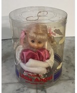 LITTLE ANGEL Sitting 7 inch Doll Wind Up Blonde w/ Pink Dress Moving Hea... - $26.07 CAD