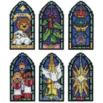 DIY Peace on Earth Stained Glass Christmas Plastic Canvas Ornament Kit - $27.95