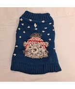 Dog Sweater Polar Bear Blue White Snow Pattern Extra Small - £9.46 GBP