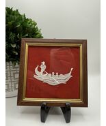 Vintage Framed Handmade Lace Gondola Venice Italy Bobbin Lace Art 5x5 - $27.15