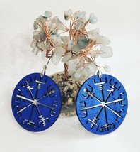 Handmade Wooden Earrings Viking Vegvisir Pagan Witch Wicca - £4.97 GBP