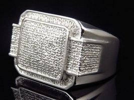 Mens White Gold Finish 925 Silver Round Diamond Pinky Fashion Wedding Band Ring - £94.60 GBP