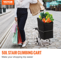 Stair Climbing Cart 50L Foldable Shopping Cart w/ Waterproof Bag &amp; Seat - £47.33 GBP