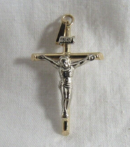AAJ A&amp;A Jewelers 10k Yellow Gold Crucifix Jeus Cross Pendant 1 1/8&quot; .6g - £39.41 GBP