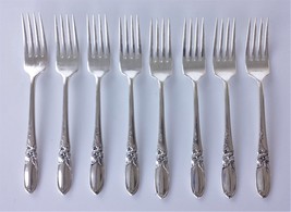 vintage COMMUNITY WHITE ORCHID silverplate flatware 8pc DINNER FORKS - £27.14 GBP