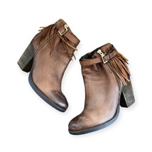 Steve Madden Woodmeer Ankle Boots Size 8 Brown Fringe Heeled Booties - £39.55 GBP