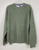 Vintage Tommy Hilfiger Sweater Men&#39;s XL Pullover Sweatshirt Green Cotton - £14.94 GBP