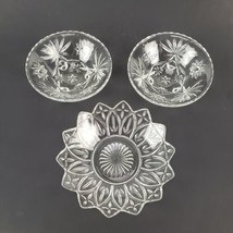 Vintage 3 lot (2) Anchor Hocking Glass Star (1) Federal Glass Clear Glass Flower - £21.71 GBP
