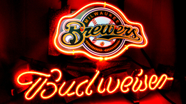 Milwaukee Brewers MLB Budweiser Baseball Beer Neon Light Neon Sign  - £57.73 GBP