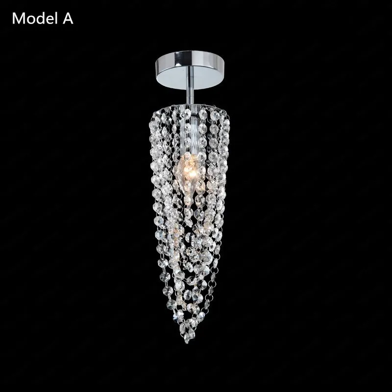 Simple K9 Crystal Led Ceiling Lamp Chandelier E14 Silver Hanging Pendant Light F - £273.78 GBP