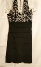 SWEET STORM Halter Womens BLACK/Zebra Print Empire Waist SEXY Dress SZ S - $9.49