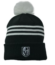 Vegas Golden Knights NHL 3 Stripe Cuffed Knit Beanie Pom Winter Hat by adidas - £17.81 GBP