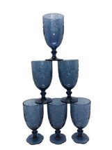Princess House Fantasia Sapphire Blue Iced Tea Water Footed Glasses Set ... - $82.00