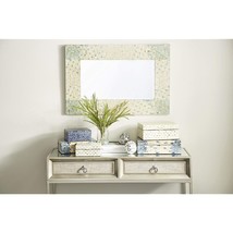 Deco 79 Mother of Pearl Rectangle Wall Mirror with Blue Corners, 24&quot; x 1&quot; x 36&quot;, - £132.73 GBP