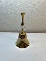 Brass Table Bell Crystal Ball In Handle Shiny Beautiful Sound Made In Ho... - $179.82 MXN
