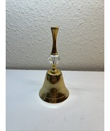 Brass Table Bell Crystal Ball In Handle Shiny Beautiful Sound Made In Ho... - $180.87 MXN