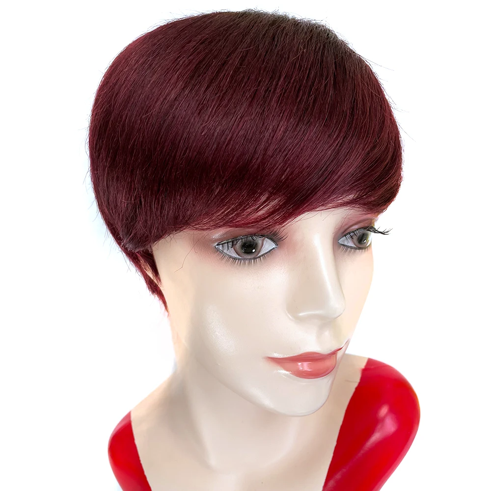 Pixie Cut Wigs Short Human Hair Wig With Bangs Straight Perruque Cheveux Huma - £32.68 GBP+