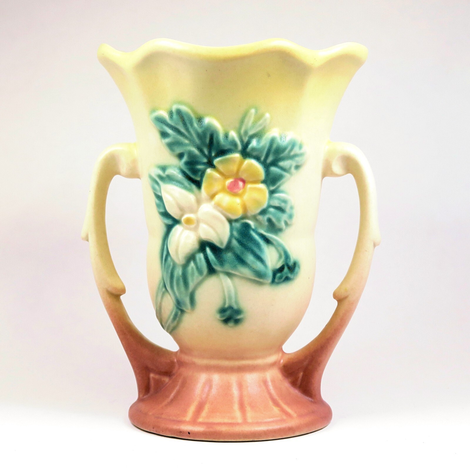 Hull Art Pottery Wildflower W-3 5 1/2&quot; Vase Vintage 1940s Two-Handled Ur... - $39.70