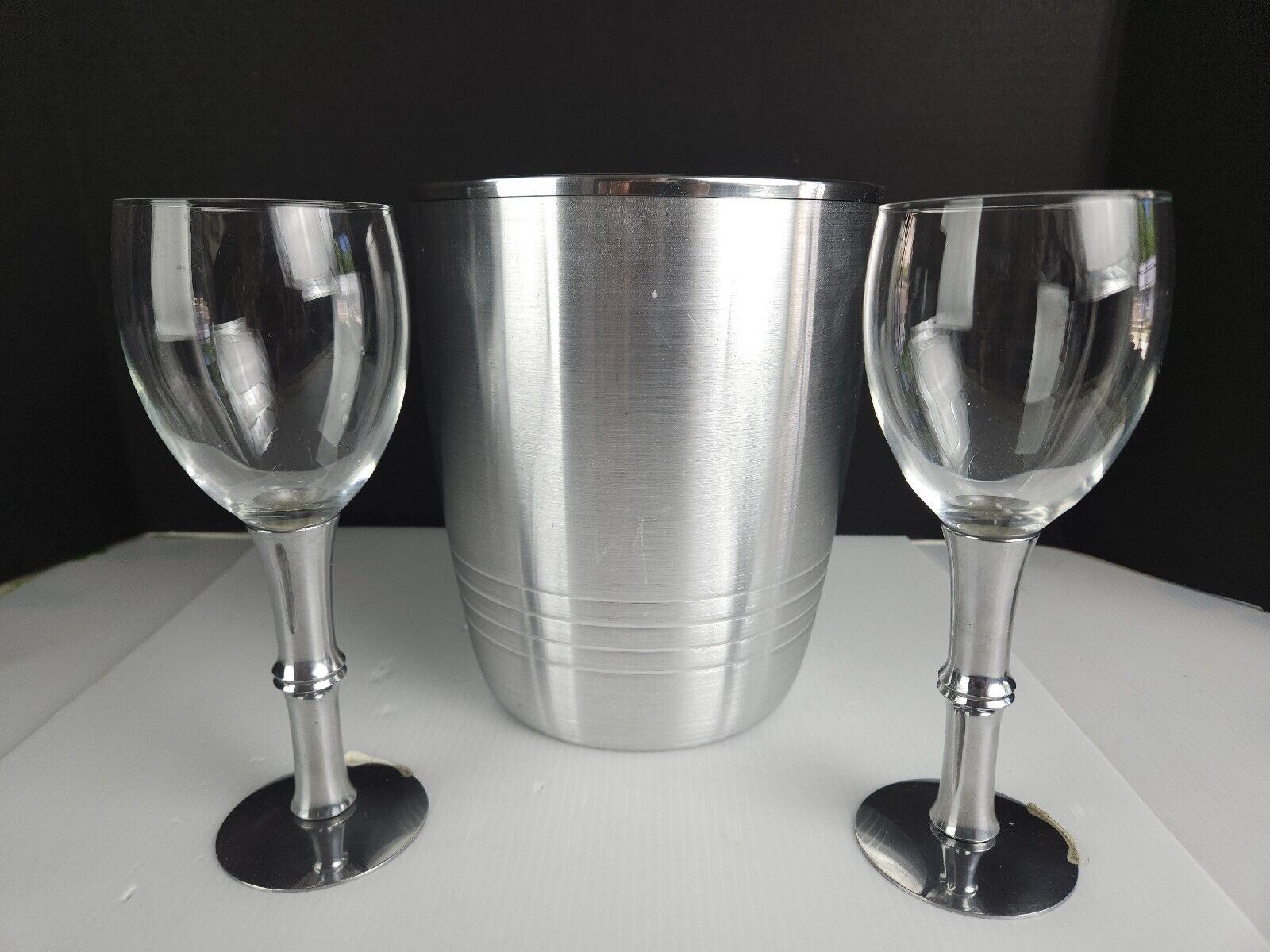 Primary image for Glass Goblet in Pewter With Wine Ice Canister