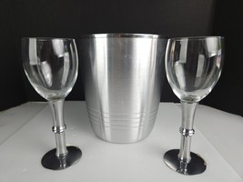 Glass Goblet in Pewter With Wine Ice Canister - £23.11 GBP