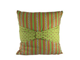Throw Accent Pillow Green Orange Polka Dot Stripe 17&quot; Square - £15.10 GBP