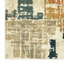 10' X 13' Beige Terracotta Green Navy And Grey Abstract Power Loom Stain Resista - $690.49