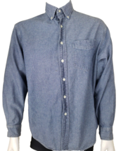 Y2K Gap Denim Button Down Shirt Mens Size M Blue Pocket Heavyweight Cotton - $22.06