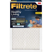 3M Filtrete MPR 2200 16x20x1 Premium Allergen Home Pollutant Filter 3 PK  - £6.21 GBP