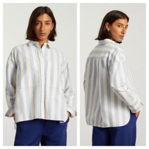 Everlane Womens The Boxy Oxford Button Down Shirt Pockets Blue White Stripe S - £37.77 GBP
