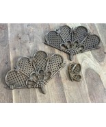 Lot of 2 Burwood Products PLASTIC Wall Decor Wicker Design FANS Brown 24... - $20.51 CAD