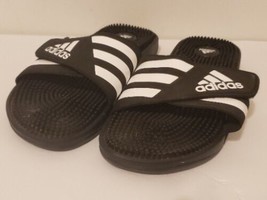 Adidas Black/White Stripe Slides JHV OUW001 Size 13 Sandals Men - £12.61 GBP