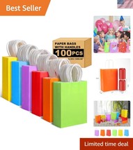 Eco-Friendly Kraft Paper Gift Bags - Bulk Pack of 100 for Colorful Celeb... - $40.50