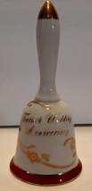 Lefton  Porcelain 40th Anniversary Bell  Gold Trim Doves Vintage 1960s - $19.99