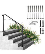 VEVOR Handrails for Outdoor Steps, Fit 4 or 5 Steps, Black, Arch#4 Wrought Iron - $113.99
