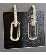 Silver Double Loop Rhinestone Crystal Drop Dangle Stud Earrings Quiet Lu... - €9,80 EUR