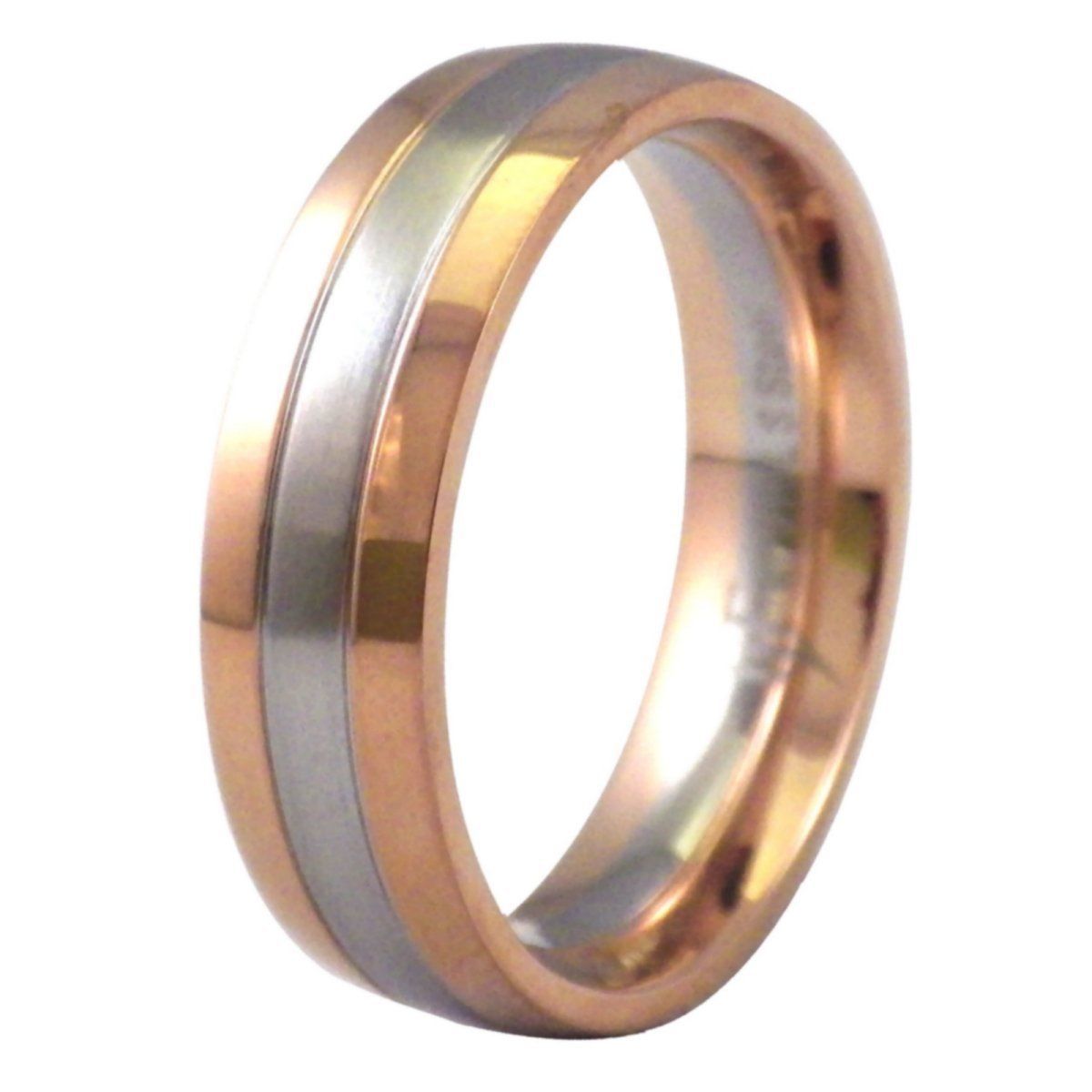 Rose Gold PVD Ring Stainless Steel Wedding Band 6mm Comfort Fit Womens Mens - $7.99