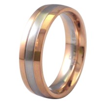 Rose Gold PVD Ring Stainless Steel Wedding Band 6mm Comfort Fit Womens Mens - £6.38 GBP