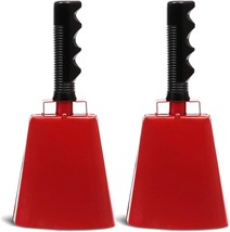Blue Panda - 2 Pack 9.5-Inch Cowbells For Sporting Events, Percussion Noise, Red - £34.64 GBP