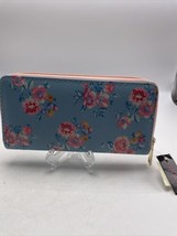 Bijorca Wallet Womens Clutch Zip Around Pink Blue Floral Credit Card NWT... - $19.59