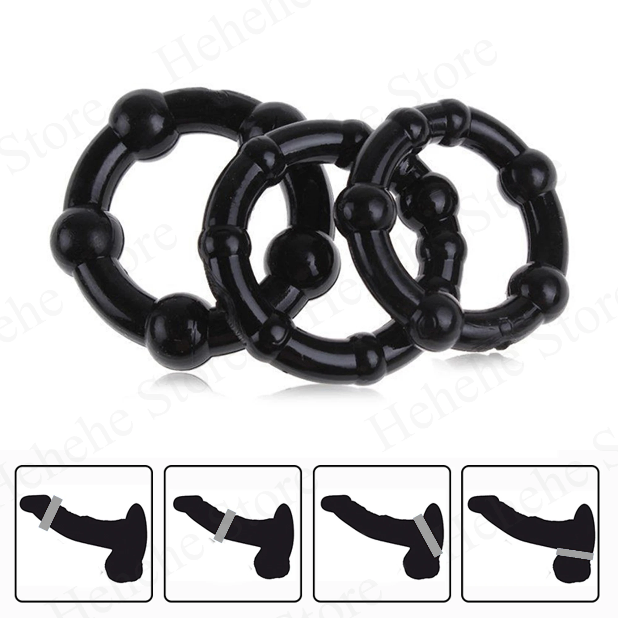 Play 3 Pcs/Set   Ring Bead  Ring Male Delay A Lasting Silicone A Ring s For Men  - £23.15 GBP