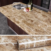 Veelike 15.8&quot; X 118&quot; Brown Marble Contact Paper Peel And Stick Countertop - £30.40 GBP