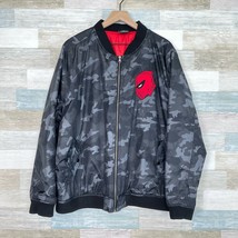 Marvel Deadpool Camouflage Bomber Puffer Jacket Gray Red Full Zip Mens XXL 2XL - £39.55 GBP
