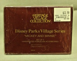 New Sealed Disney Parks Village Series Set 2 Mickey &amp; Minnie 5353 8 Hand Painted - £23.91 GBP