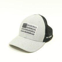 Columbia Tree Flag Gray Black Mesh Back Fishing Hat Cap OS Flex Fit - £11.49 GBP