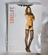 Lovelife Quarter Crochet Net Thigh High Black One Size image 2